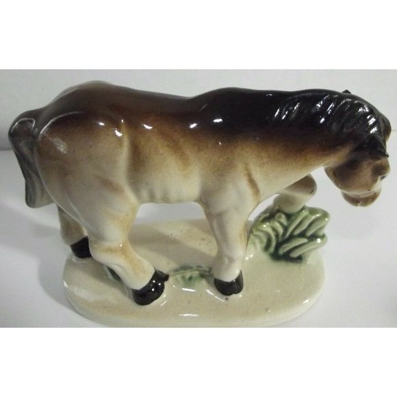 Vintage Horse Ceramic Figurine Made in Japan Small 3.5" brown standing statue - Picture 7 of 10
